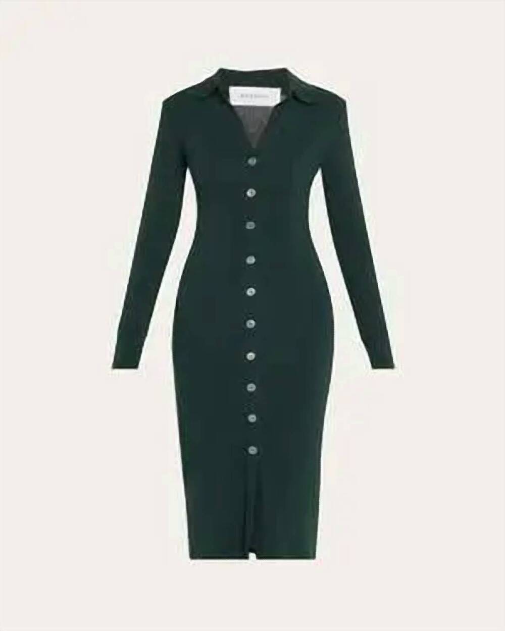 NEW ANEMOS women's cardigan midi dress in dark green